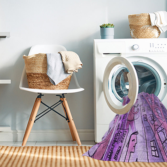 Machine Washable Transitional Purple Violet Purple Rug in a Washing Machine, wshpat3099pur