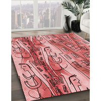 Patterned Light Coral Pink Rug, pat3099rd