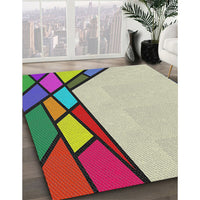 Patterned Brown Green Modern Rug, pat30