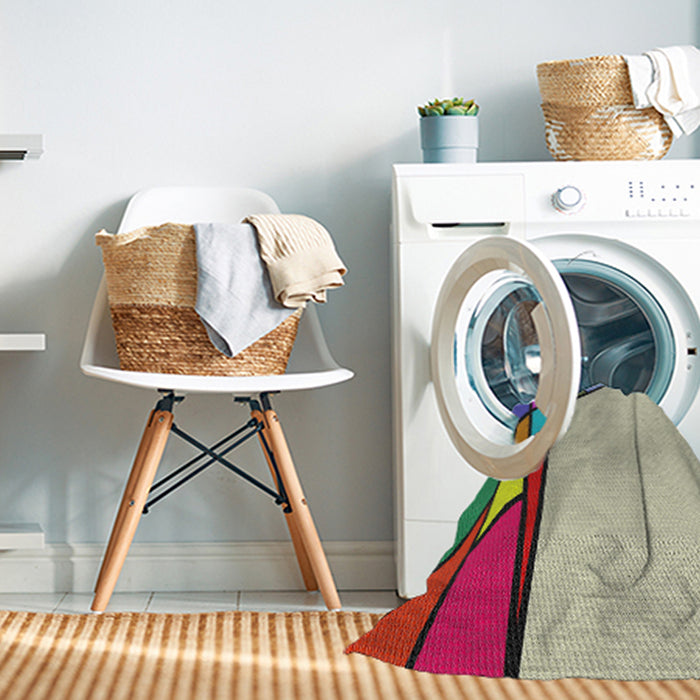 Machine Washable Transitional Organic Brown Green Rug in a Washing Machine, wshpat30