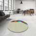 Round Patterned Brown Green Modern Rug in a Office, pat30