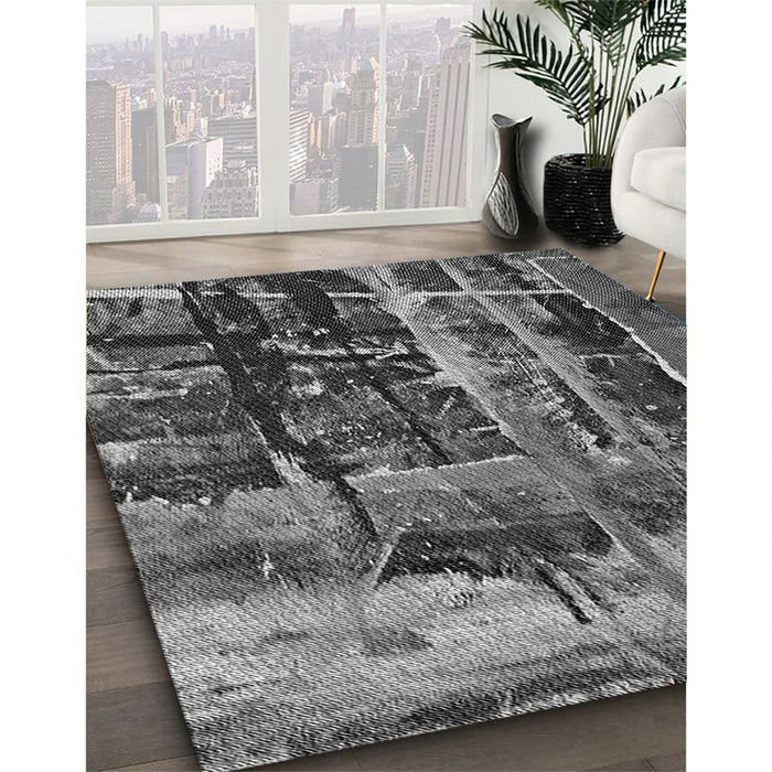 Patterned Dark Gray Black Rug in Family Room, pat31gry