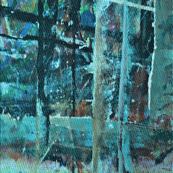 Square Patterned Dark Turquoise Green Rug in a Living Room, pat31lblu