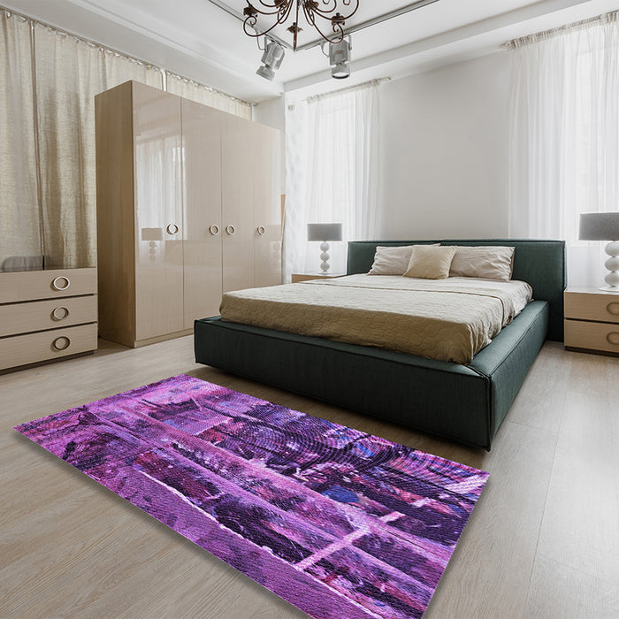 Machine Washable Transitional Purple Rug in a Family Room, wshpat31pur