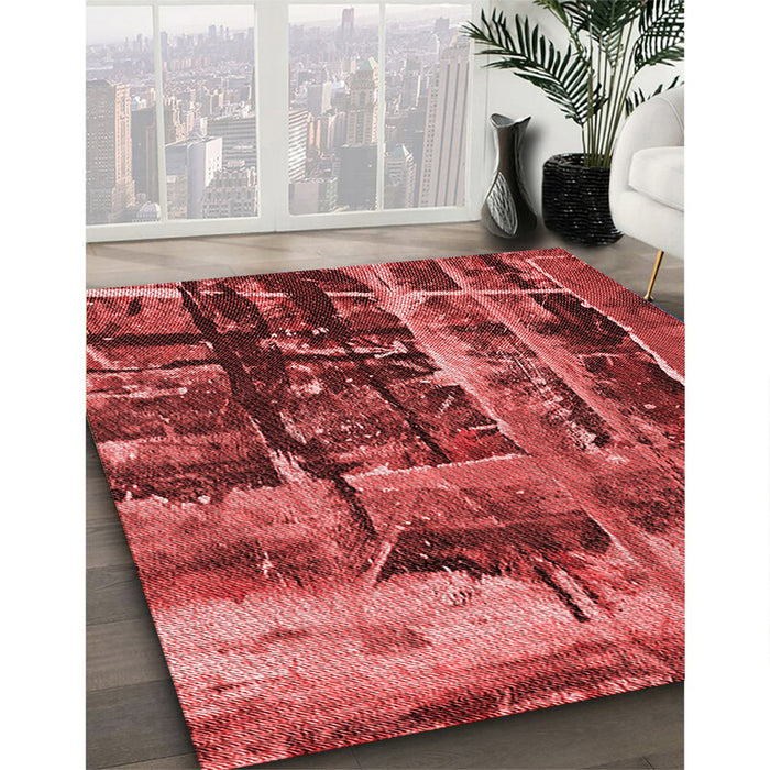 Machine Washable Transitional Red Rug in a Family Room, wshpat31rd
