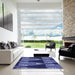 Square Patterned Light Slate Blue Rug in a Living Room, pat310blu