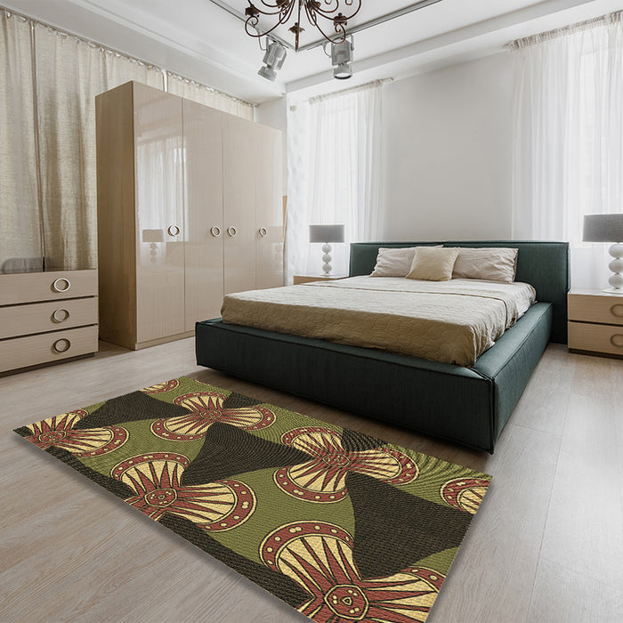 Patterned Bakers Brown Rug in a Bedroom, pat310brn
