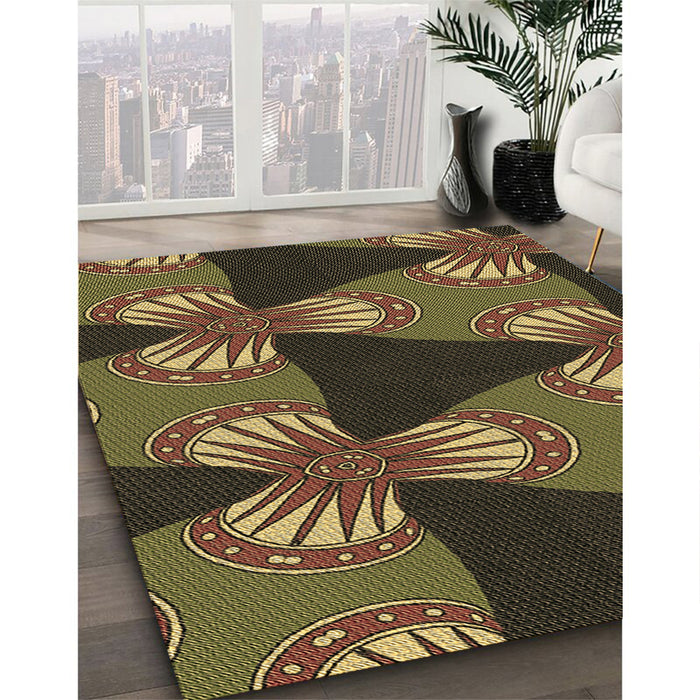 Machine Washable Transitional Bakers Brown Rug in a Family Room, wshpat310brn