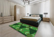 Patterned Deep Emerald Green Rug in a Bedroom, pat310grn