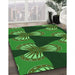 Patterned Deep Emerald Green Rug in Family Room, pat310grn