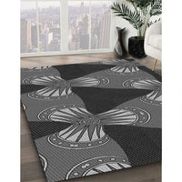 Patterned Charcoal Black Rug, pat310gry