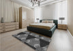 Patterned Charcoal Black Rug in a Bedroom, pat310gry