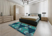 Patterned Light Sea Green Rug in a Bedroom, pat310lblu