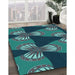 Machine Washable Transitional Light Sea Green Rug in a Family Room, wshpat310lblu