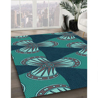 Patterned Light Sea Green Rug, pat310lblu