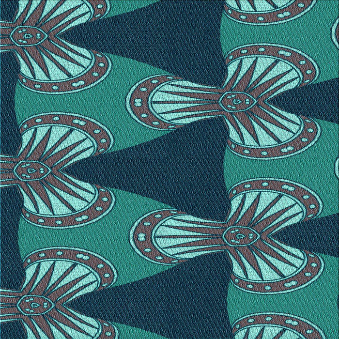 Round Patterned Light Sea Green Rug, pat310lblu