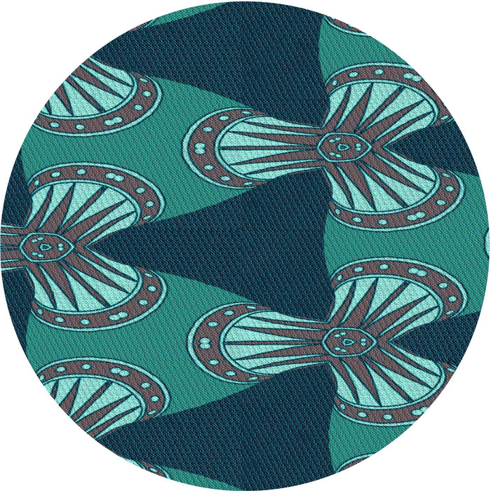 Square Patterned Light Sea Green Rug, pat310lblu