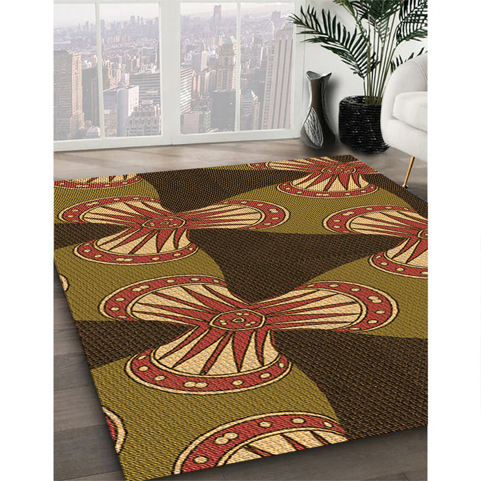Machine Washable Transitional Cinnamon Brown Rug in a Family Room, wshpat310org