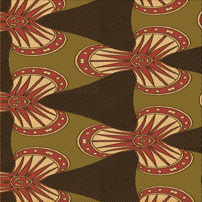 Round Patterned Cinnamon Brown Rug, pat310org