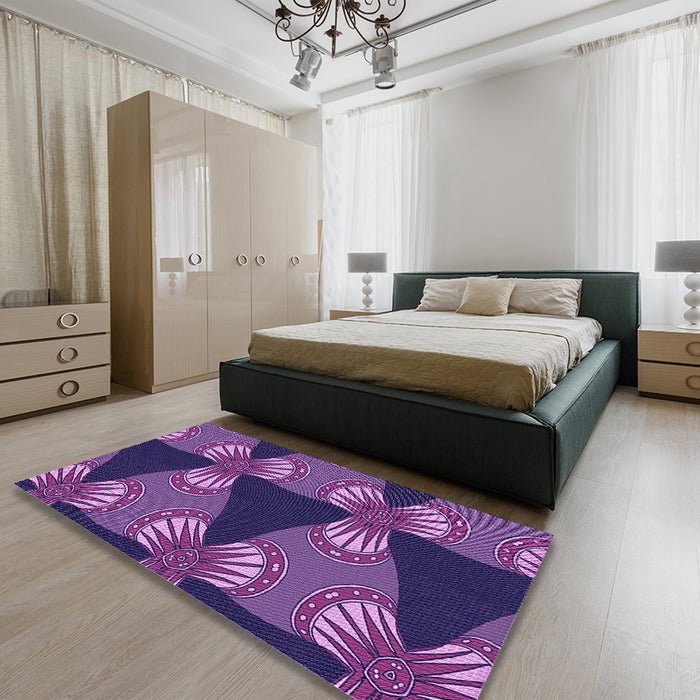 Patterned Purple Rug in a Bedroom, pat310pur