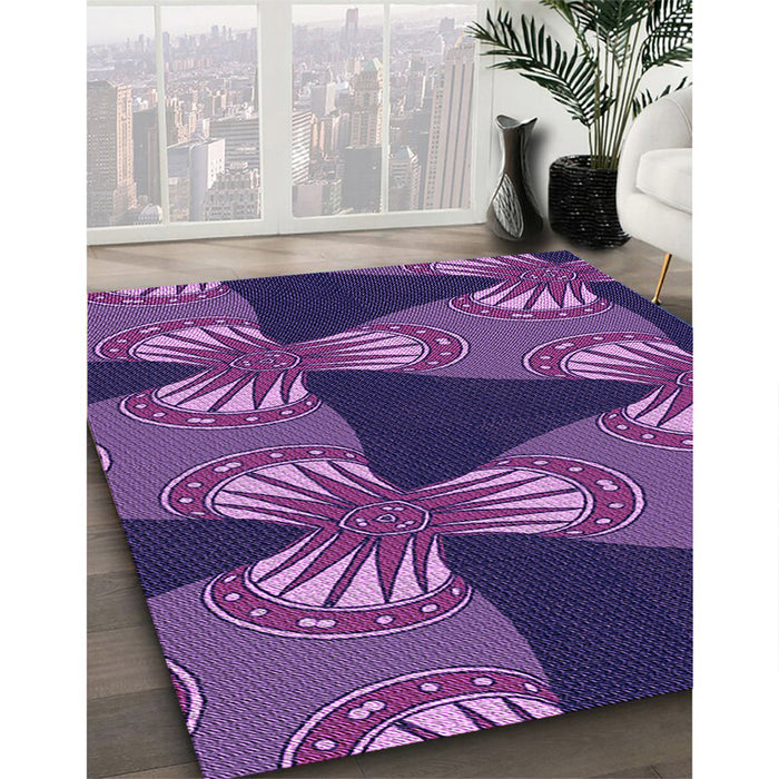 Patterned Purple Rug in Family Room, pat310pur
