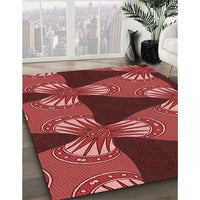 Patterned Cranberry Red Rug, pat310rd