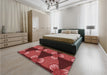 Patterned Cranberry Red Rug in a Bedroom, pat310rd