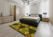 Patterned Bakers Brown Rug in a Bedroom, pat310yw