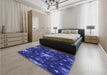 Patterned Cobalt Blue Rug in a Bedroom, pat3100blu