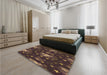 Patterned Sienna Brown Rug in a Bedroom, pat3100brn