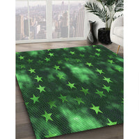 Patterned Dark Forest Green Rug, pat3100grn