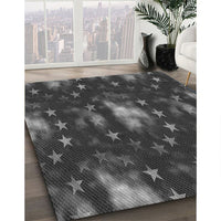 Patterned Charcoal Black Rug, pat3100gry