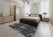 Patterned Charcoal Black Rug in a Bedroom, pat3100gry