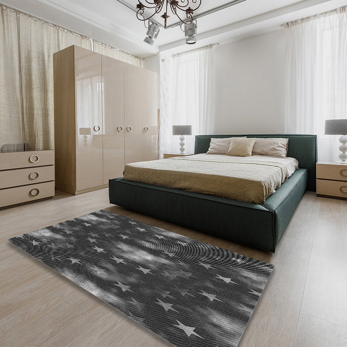 Patterned Charcoal Black Rug in a Bedroom, pat3100gry