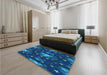 Patterned Blue Rug in a Bedroom, pat3100lblu