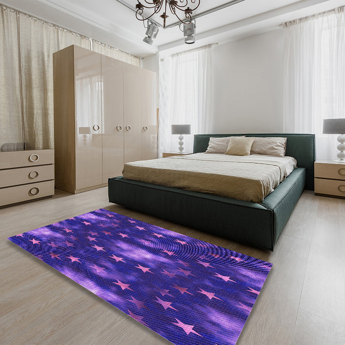 Patterned Purple Rug in a Bedroom, pat3100pur