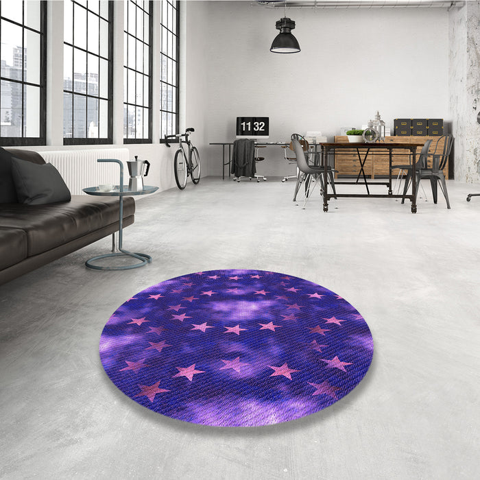 Round Patterned Purple Rug in a Office, pat3100pur