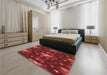 Patterned Crimson Red Rug in a Bedroom, pat3100rd