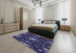 Machine Washable Transitional Denim Dark Blue Rug in a Bedroom, wshpat3100