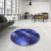 Round Patterned Denim Dark Blue Rug in a Office, pat3101blu