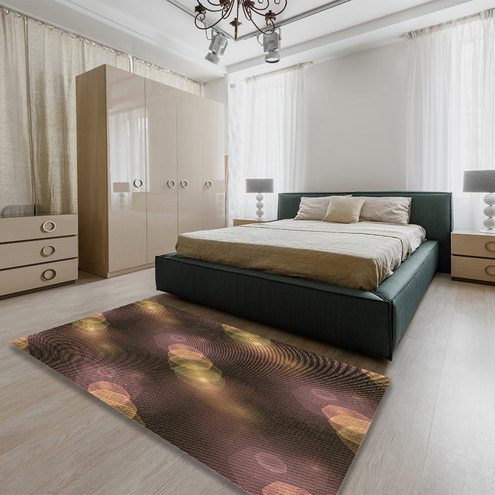 Patterned Light Brown Rug in a Bedroom, pat3101brn