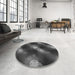 Round Patterned Silver Gray Rug in a Office, pat3101gry