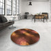 Round Patterned Red Rug in a Office, pat3101org