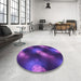 Round Patterned Purple Plum Purple Rug in a Office, pat3101pur