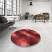 Round Patterned Cranberry Red Rug in a Office, pat3101rd