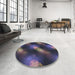 Round Patterned Blue Novelty Rug in a Office, pat3101