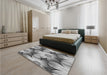 Patterned Cloud Gray Rug in a Bedroom, pat3102gry