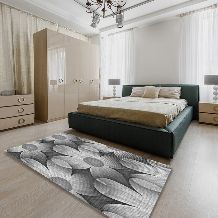 Round Machine Washable Transitional Cloud Gray Rug in a Office, wshpat3102gry