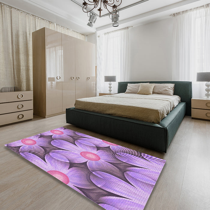 Patterned Orchid Purple Rug in a Bedroom, pat3102pur