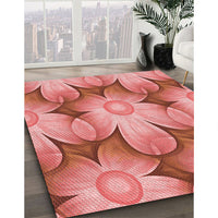 Patterned Fire Red Rug, pat3102rd